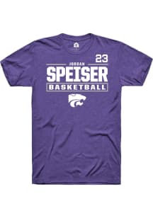 Jordan Speiser K-State Wildcats Purple NIL Stacked Box Short Sleeve Player T Shirt