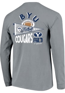 BYU Cougars Grey Football Icon Long Sleeve T Shirt