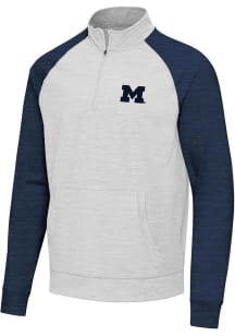 Antigua Michigan Wolverines Mens Navy Blue Urgent Colorblock Long Sleeve Qtr Zip Pullover