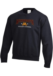 Minnesota Golden Gophers Mens Black Embroidered Long Sleeve Crew Sweatshirt