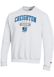 Champion Creighton Bluejays Mens White Class of 2026 Powerblend Long Sleeve Crew Sweatshirt