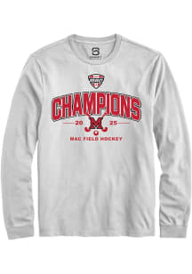 Summit Sportswear Miami RedHawks White 2025 MAC Field Hockey Champions Long Sleeve T Shirt
