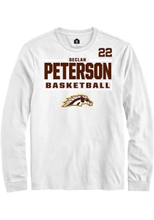 Declan Peterson Western Michigan Broncos White NIL Stacked Box Long Sleeve Player T Shirt