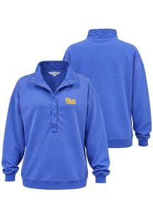 Pitt Panthers Womens Blue Quilted Snap Qtr Zip