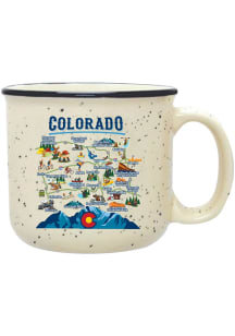 Colorado Map Campfire 14 oz Ceramic Mug - White