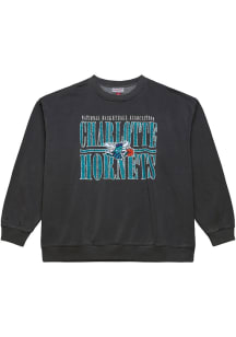 Mitchell and Ness Charlotte Hornets Mens Charcoal Downtown Long Sleeve Crew Sweatshirt