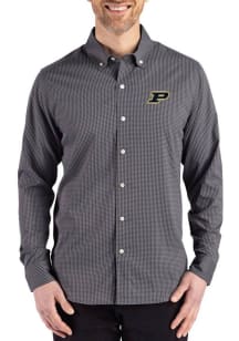 Cutter and Buck Purdue Boilermakers Mens Black Skyline Long Sleeve Dress Shirt