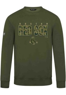 Levelwear Boston Red Sox Mens Olive Zane Protect Long Sleeve Crew Sweatshirt