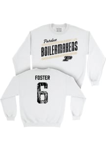 Sienna Foster  Campus Ink Purdue Boilermakers Youth White NIL Slant Long Sleeve Crew Sweatshirt