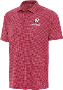 Antigua Wisconsin Badgers Mens Navy Blue Replica Short Sleeve Polo