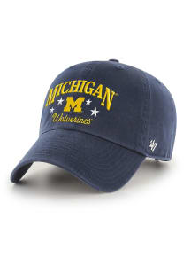 47 Michigan Wolverines Arch Star Clean Up Adjustable Hat - Navy Blue