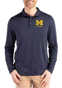 Cutter and Buck Michigan Wolverines Mens Navy Blue Alumni Coastline Long Sleeve Polo Shirt