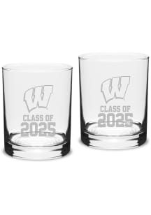 Wisconsin Badgers Class of 2025 Set of 2 Rock Glass - White