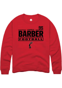 Lendric Barber Cincinnati Bearcats Mens Red Football NIL Stacked Box Player Crew