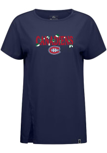 Levelwear Montreal Canadiens Womens Navy Blue Influx Festive Short Sleeve T-Shirt