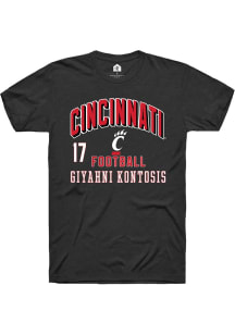 Giyahni Kontosis Cincinnati Bearcats Black Football NIL Arch Logo Short Sleeve Player T Shirt