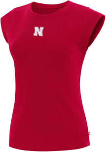 Antigua Nebraska Cornhuskers Womens Navy Blue Show Off Short Sleeve T-Shirt