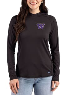 Cutter and Buck Washington Huskies Womens Black Prospect Eco Hooded Sweatshirt