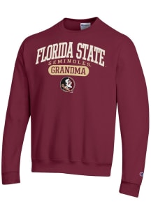 Champion Florida State Seminoles Mens Red Pill Box Grandma Powerblend Long Sleeve Crew Sweatshirt