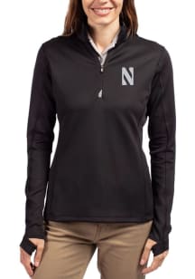 Cutter and Buck Northwestern Wildcats Womens Black Traverse Qtr Zip Pullover
