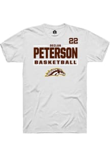 Declan Peterson Western Michigan Broncos White NIL Stacked Box Short Sleeve Player T Shirt