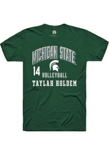 Taylah Holdem Michigan State Spartans Green NIL Arch Logo Short Sleeve Player T Shirt