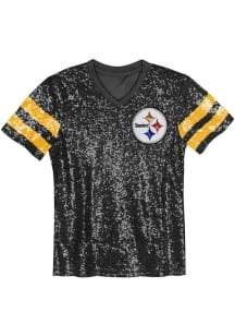 Pittsburgh Steelers Womens Sequin Fashion Football Jersey - Black