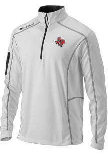 Columbia Texas Tech Red Raiders Mens White Heat Seal Omni Wick Shotgun Long Sleeve Qtr Zip Pullove..