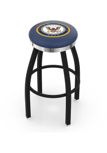 Navy Chrome Seat Pub Stool - Black