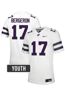 Mikey Bergeron K-State Wildcats Youth White Nike NIL Name And Number Football Jersey