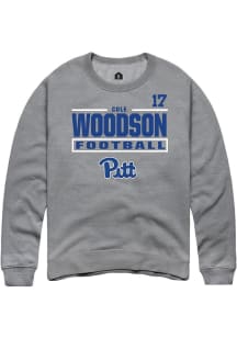 Cole Woodson Pitt Panthers Mens Graphite Football NIL Stacked Box Player Crew