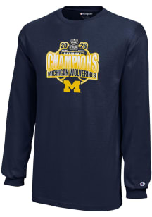 Champion Michigan Wolverines Youth Navy Blue 2026 Men's Basketball National Champions Long Sleeve..