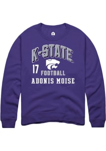 Adonis Moise K-State Wildcats Mens Purple Football NIL Arch Logo Player Crew
