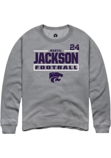 Martel Jackson K-State Wildcats Mens Graphite Football NIL Stacked Box Player Crew