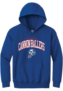Summit Sportswear Kannapolis Cannon Ballers Youth Blue Arch Mascot Long Sleeve Hoodie