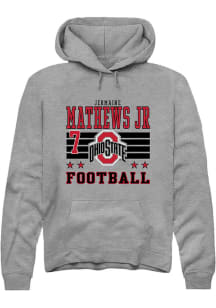 Jermaine Mathews Jr Ohio State Buckeyes Mens Grey Football NIL Striped Player Hood