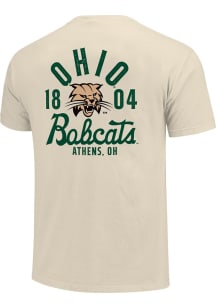 Ohio Bobcats Ivory Mascot Overlay Short Sleeve T Shirt