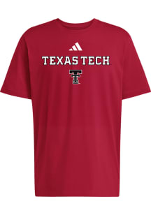 Adidas Texas Tech Red Raiders Red Primary Logo Wordmark Short Sleeve T Shirt