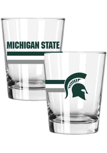 Michigan State Spartans Big Stripes 2 Pack 15oz Etched Rock Glass - Clear