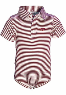 Virginia Tech Hokies Baby Maroon Carson Striped Short Sleeve One Piece Polo