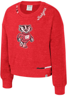 Colosseum Wisconsin Badgers Girls Red Just a Minute Long Sleeve Sweatshirt