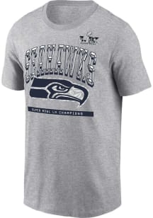 Nike Seattle Seahawks Grey Heather 2025 Super Bowl Champions Ice Classic Short Sleeve T Shirt