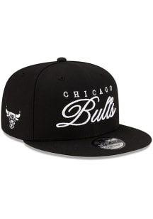 New Era Chicago Bulls Black Scripted 9FIFTY Mens Snapback Hat