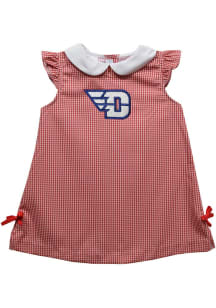 Vive La Fete Dayton Flyers Baby Girls Red Gingham Short Sleeve Dress