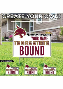 Texas State Bobcats Personalized School Bound Yard Sign - White