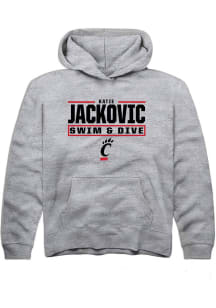 Katie Jackovic Rally Cincinnati Bearcats Youth NIL Stacked Box Long Sleeve Player Hoodie Grey
