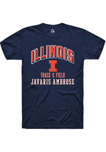 Javaris Ambrose Illinois Fighting Illini Navy Blue NIL Arch Logo Short Sleeve Player T Shirt