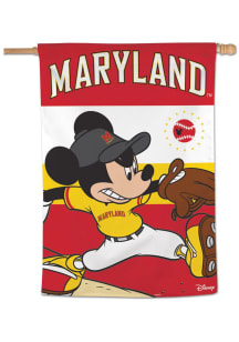 Maryland Terrapins Mickey Mouse Baseball 28x40 Banner - Red
