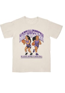 Northwestern Wildcats Ivory Campus Ink Big Ten Media Days Caricature Short Sleeve Player T Shirt
