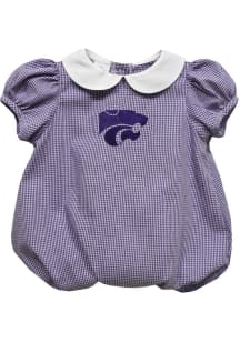 Vive La Fete K-State Wildcats Baby Purple Gingham Collar Short Sleeve One Piece